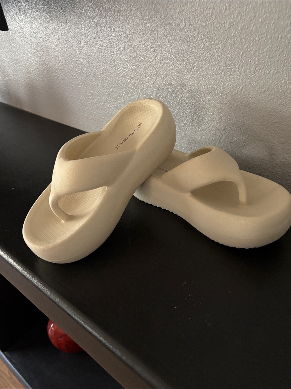 Jeffrey Campbell Cream Platform Thong Sandals